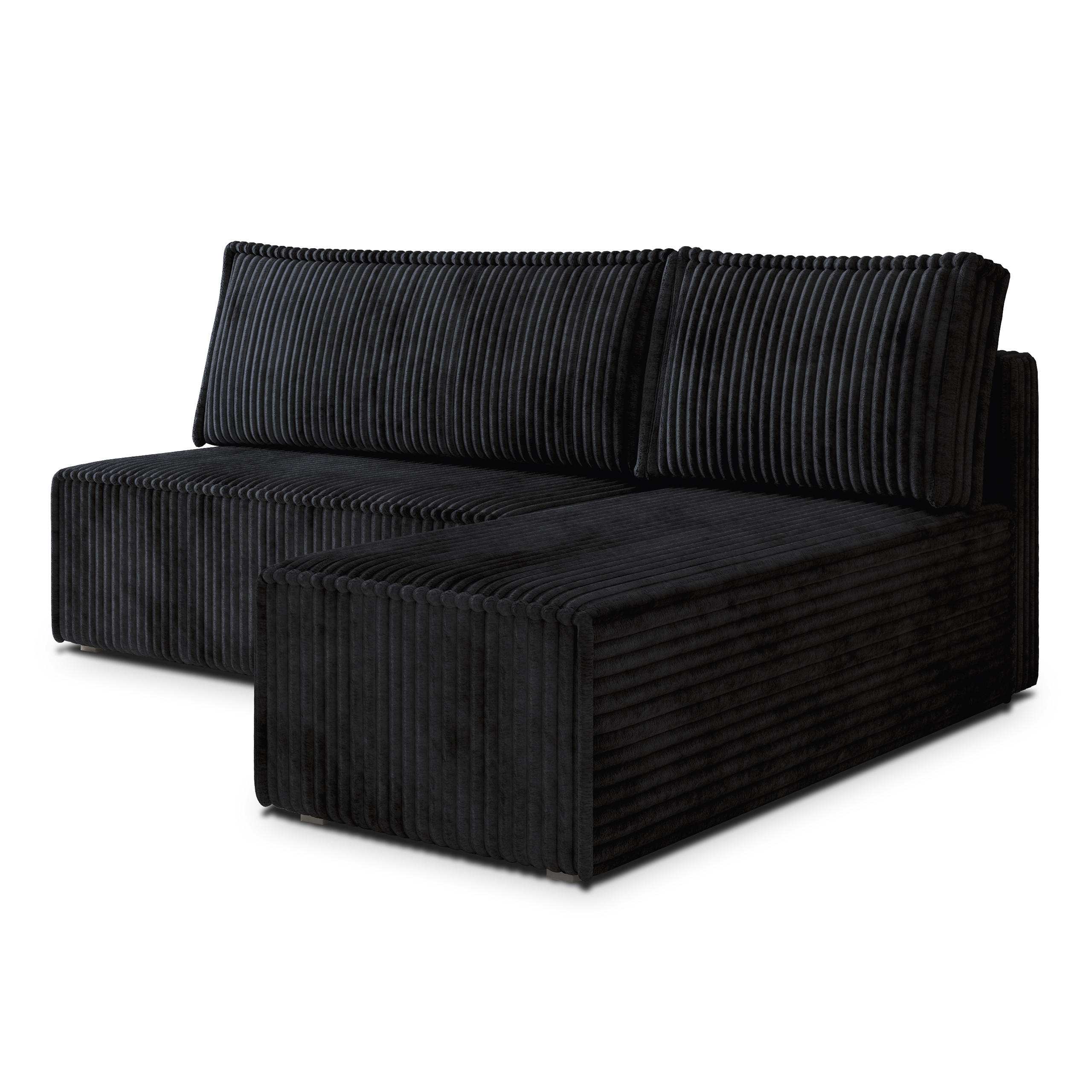 ROHOVÁ SEDAČKA BRISO černá - šedá/černá, dřevo/textil (200/140cm) - MASSENO