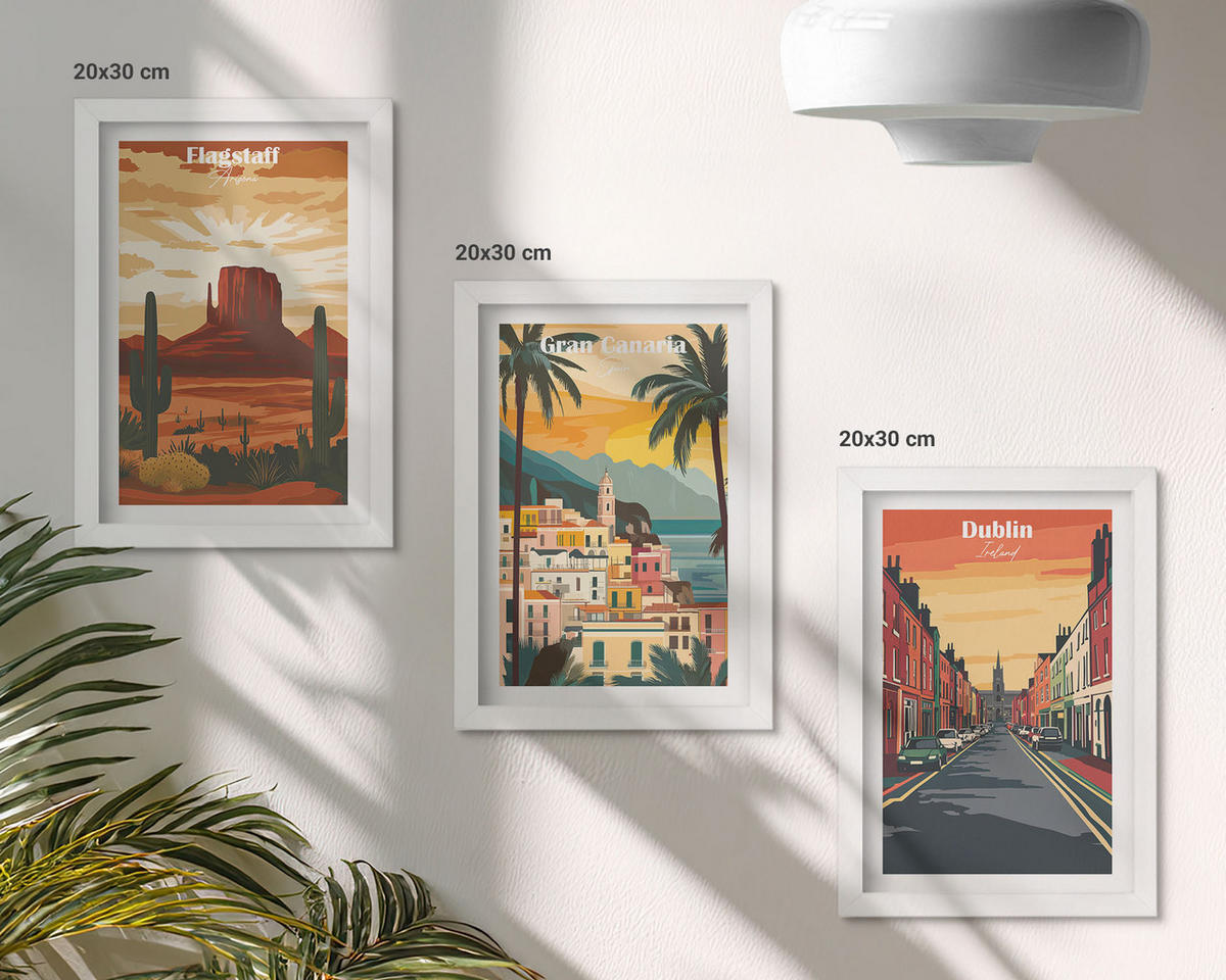 WANDBILDER 3er-Set - 20x30 cm Weißer Rahmen - Landschaften natürlicher Städte - Weiß, Kunststoff (20/30cm) - ArtPrintCave
