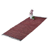 FLICKENTEPPICH - Rot, Leder/Textil (200/80cm) - Relaxdays