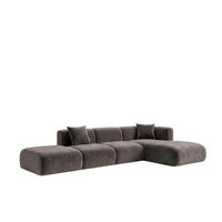 ECKSOFA L-Form Mit Hocker, Velvet-Stoff Bluvel, Aschgrau, Rechts, GRETA - Grau, Holz (386/179cm) - Kaiser Möbel
