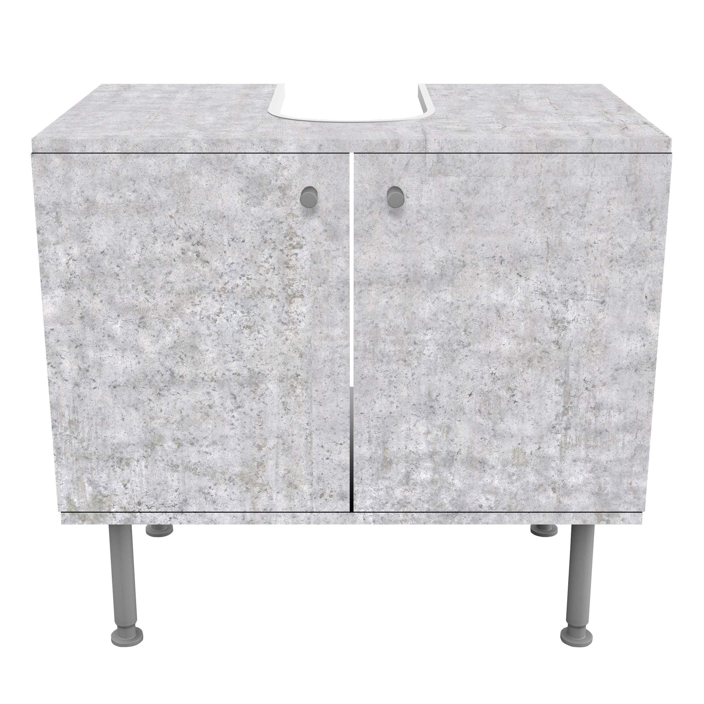 WASCHBECKENUNTERSCHRANK Beton Ciré Tapete 60/55/35 cm - Grau, Holzwerkstoff (60/55/35cm) - Bilderwelten