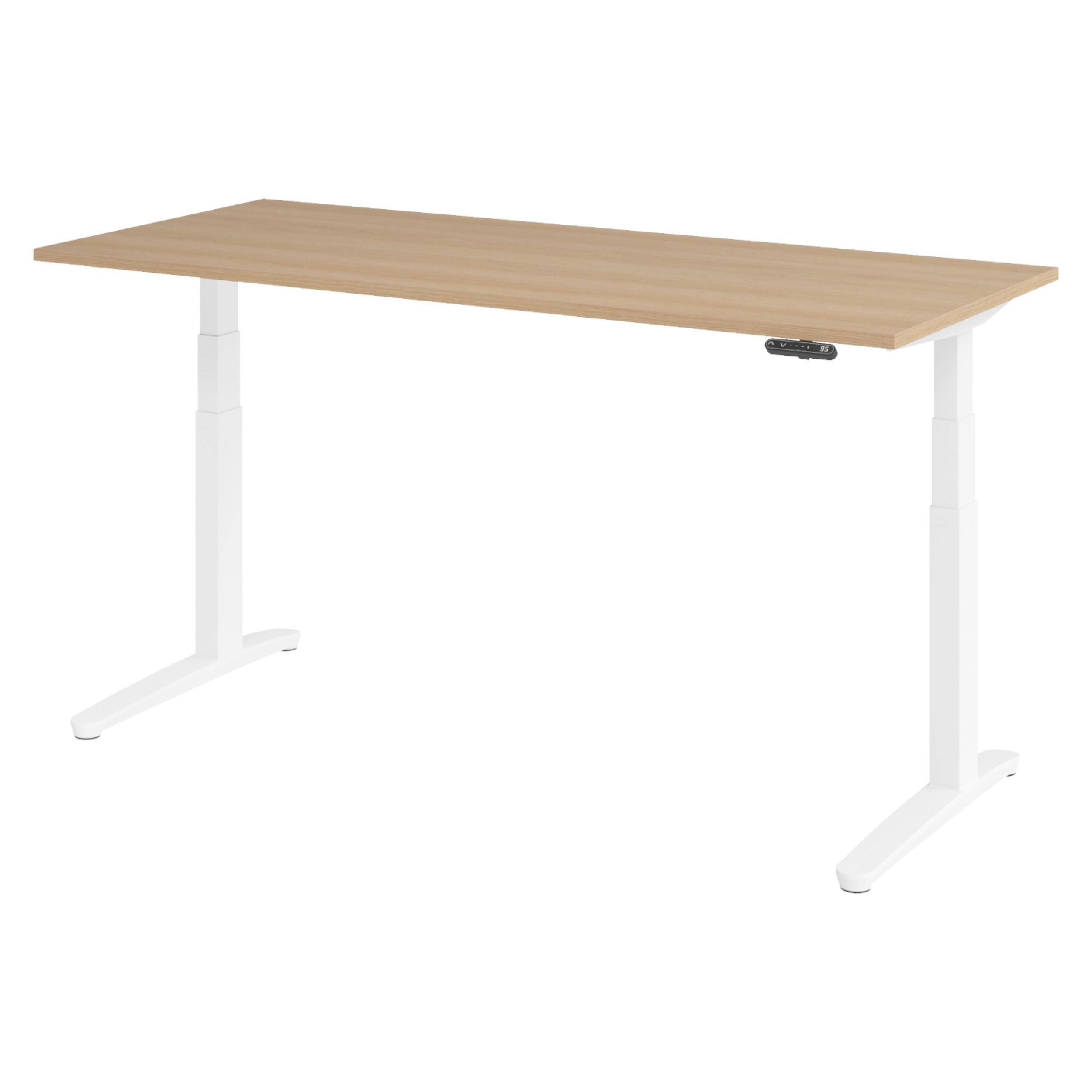 SCHREIBTISCH elektrisch XBHM 80/180/74 cm in Eichefarben/Weiß - Eichefarben/Weiß, Holzwerkstoff (80/180/74cm) - bümö