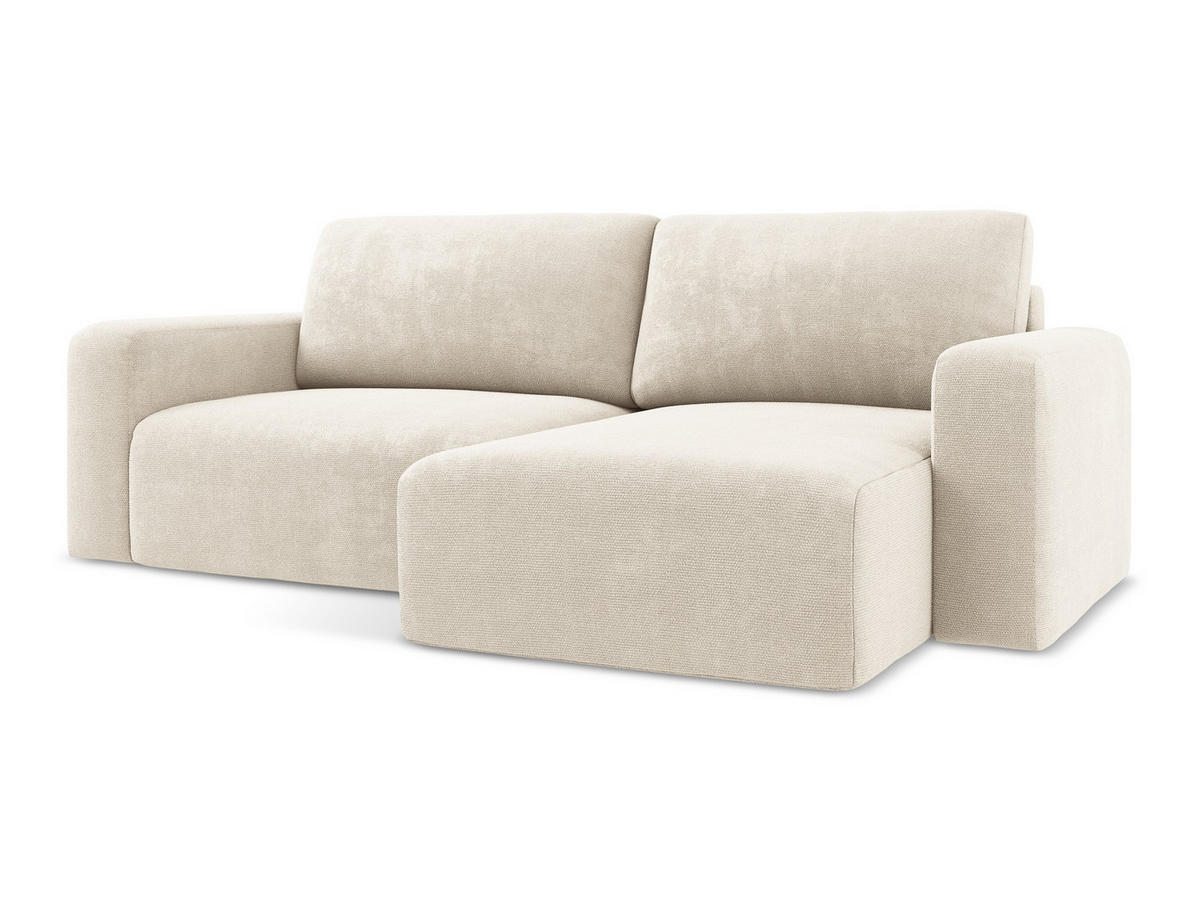 ECKSOFA mit Schlaffunktion rechts Chenille Stoff Beige - Beige/Creme, Kunststoff/Textil (244/149cm) - Makamii