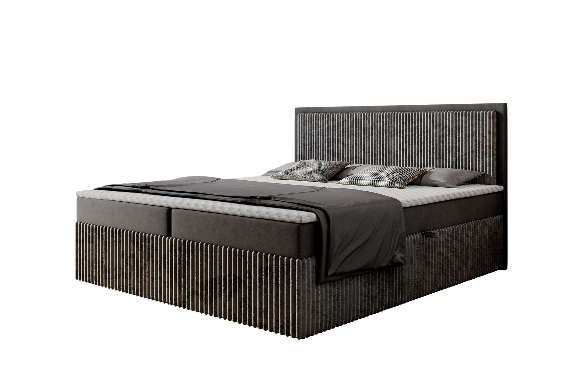 BOXBETT Labett CLEO 180/220 Grau Velvet-Cord – H3 - Grau, Holz (180/220cm) - Labett