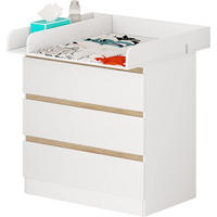 WICKELKOMMODE mit 3 Schubladen Weiß+Eiche 48 x 80 x 78 cm - Eichefarben, Holzwerkstoff (80/78/48cm) - Woltu