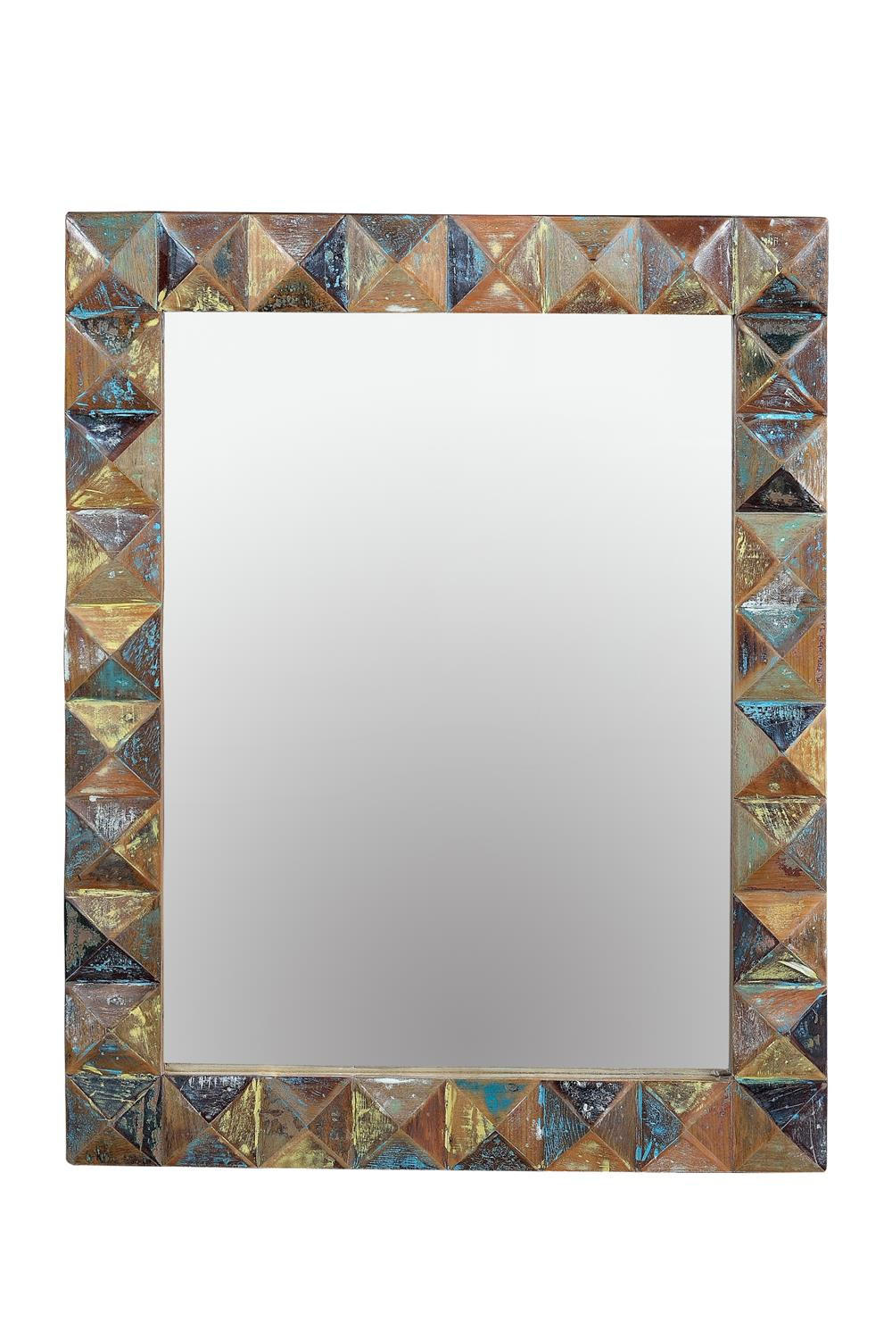 SPIEGEL aus recyceltem Holz - Chromfarben, Glas (80/100/4cm) - Giner y Colomer