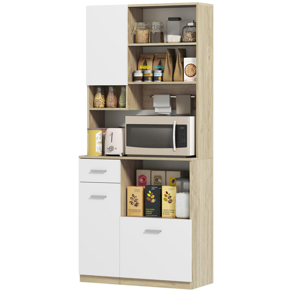 HIGHBOARD DE-11130 Verstellbare Böden Weiß/Holz - Weiß, Holzwerkstoff (35/180/80cm) - ComfortXL