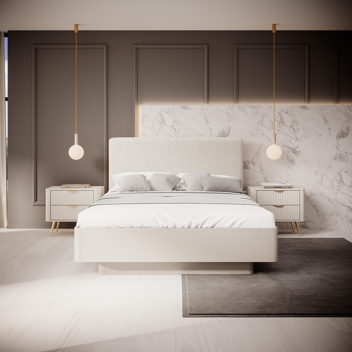 BETT Lante Beige 166 / 214 / 121cm - Beige, Holz/Metall (160/200cm) - Feldmann-Wohnen
