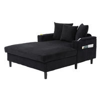SCHLAFSOFA 129/170/70 cm aus Cord mit LED-Beleuchtung und USB-Anschluss Schwarz - Schwarz, Textil (170/70/129cm) - Modenvie