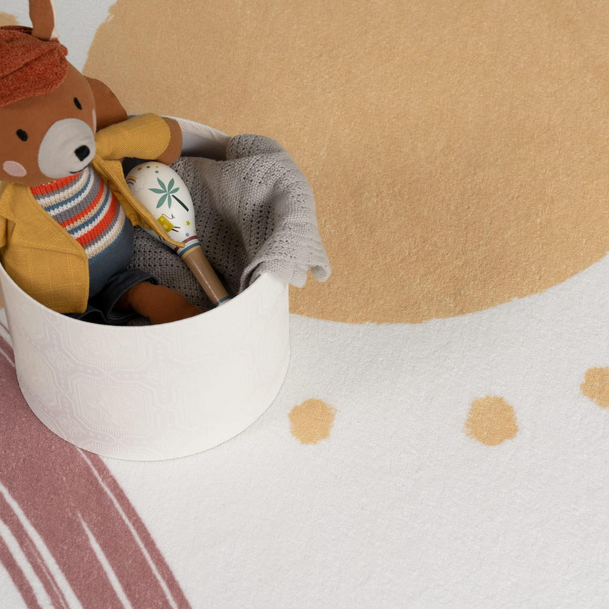 KINDERTEPPICH waschmaschinenwaschbar Sonne Regenbogen Kinderzimmer schmutzabweisend Weiß Rund 100D - Weiß, Textil (100/100cm) - KADIMA DESIGN