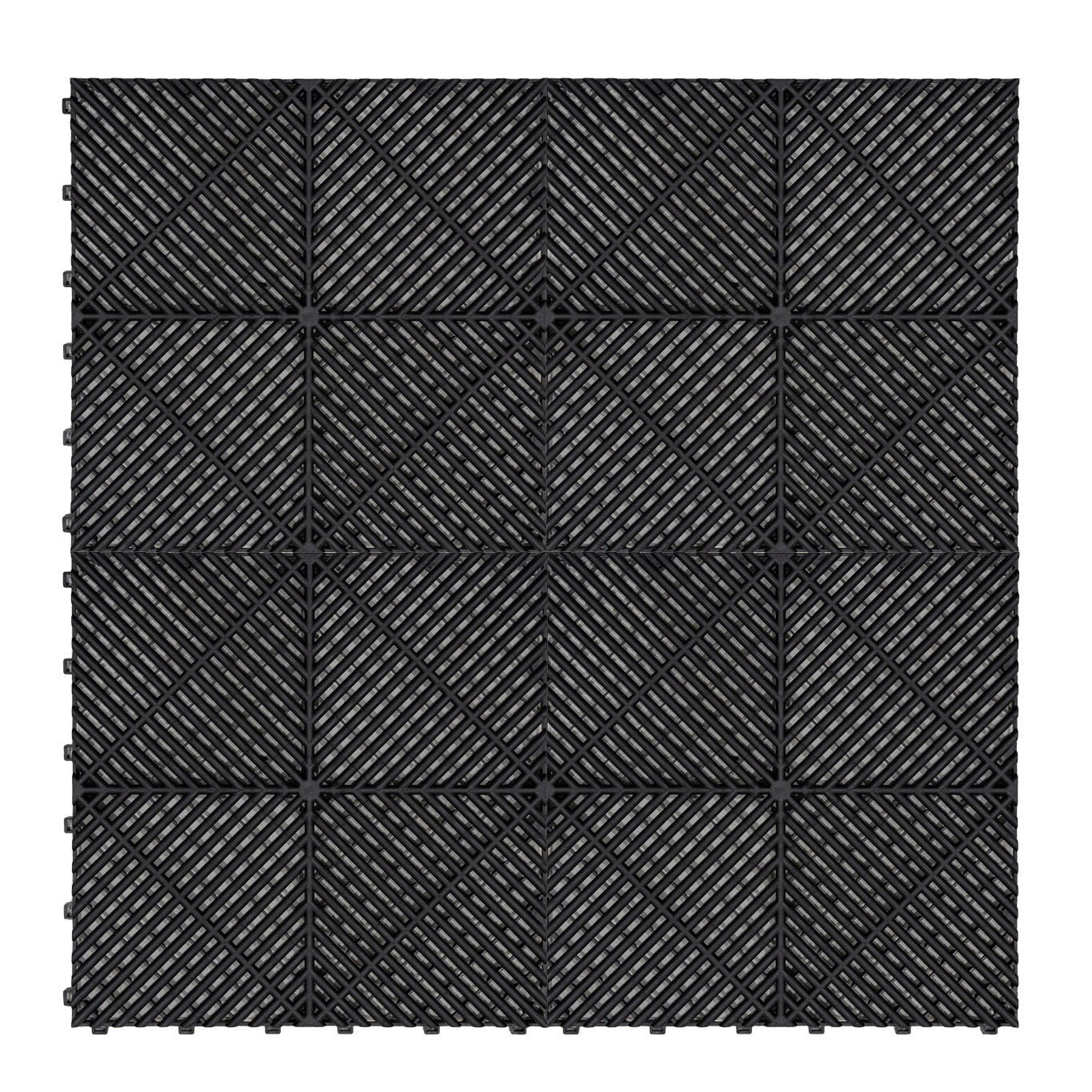GARAGENBODENFLIESEN Belüftete x 225 mit Kanten – Schwarz - Schwarz, Kunststoff (40/1.8/40cm)