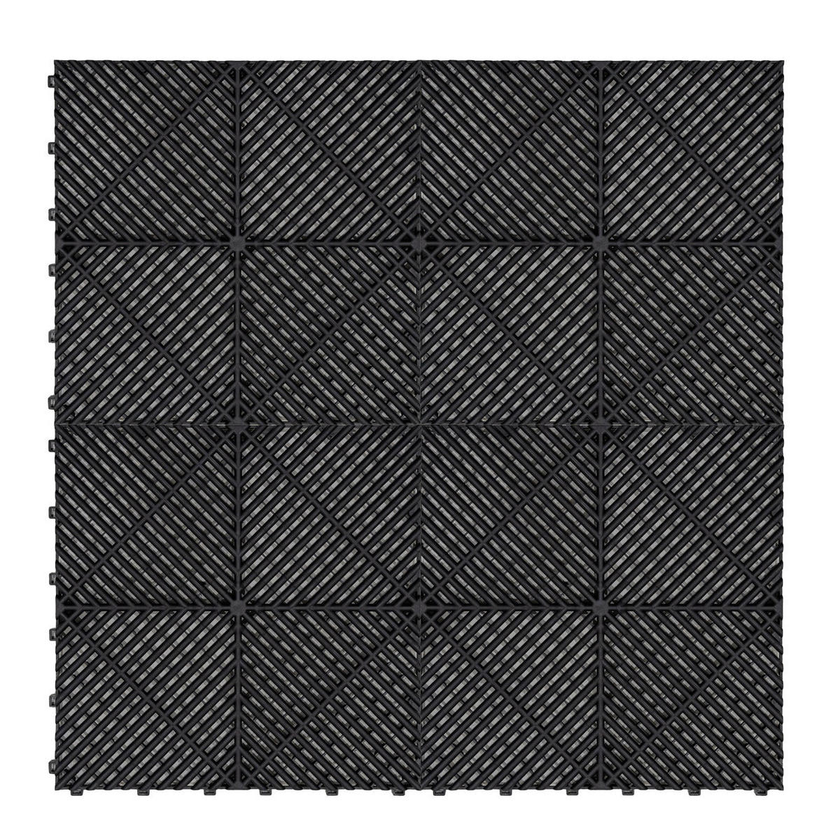 GARAGENBODENFLIESEN Belüftete x 225 mit Kanten – Schwarz - Schwarz, Kunststoff (40/1.8/40cm)