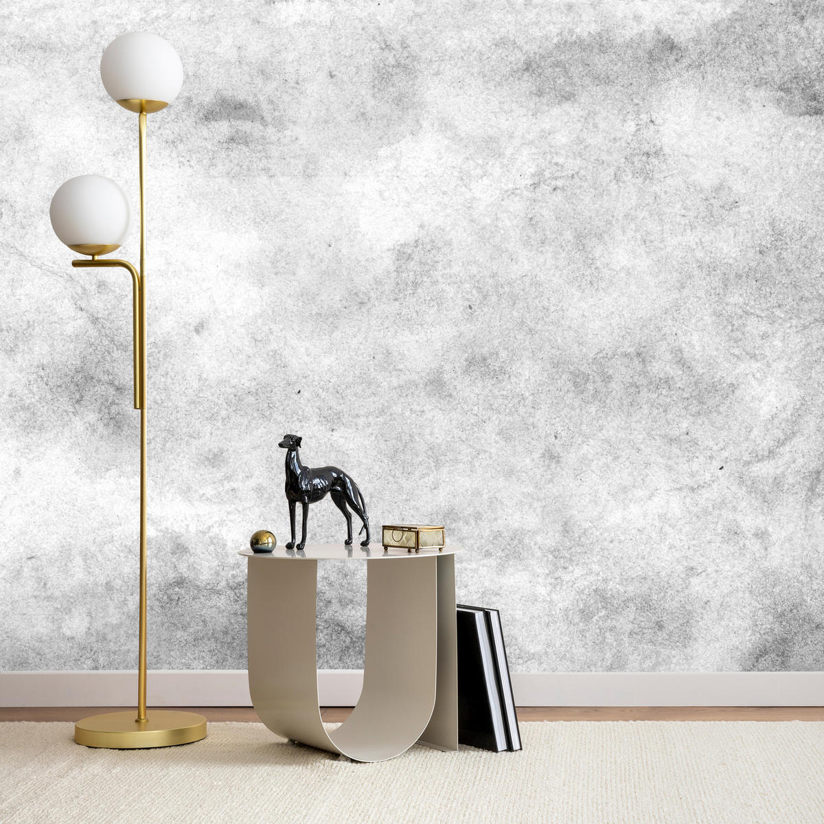 FOTOTAPETE für Wohnzimmer Grauer Beton Minimalismus Loft 300x210 - Weiß/Grau, Papier (300/210cm) - Muralo