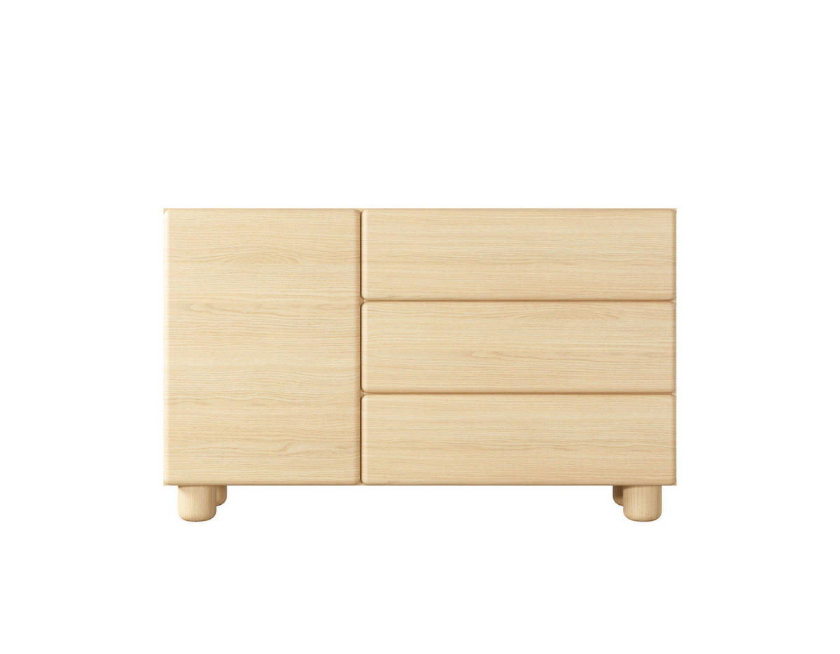 SIDEBOARD CERVI E 130 cm Eiche Vicenza - mit 1 Tür, 3 Schubladen und abgerundeten Fronten - Eichefarben, Holz/Holzwerkstoff (130/80/38cm) - Ravio
