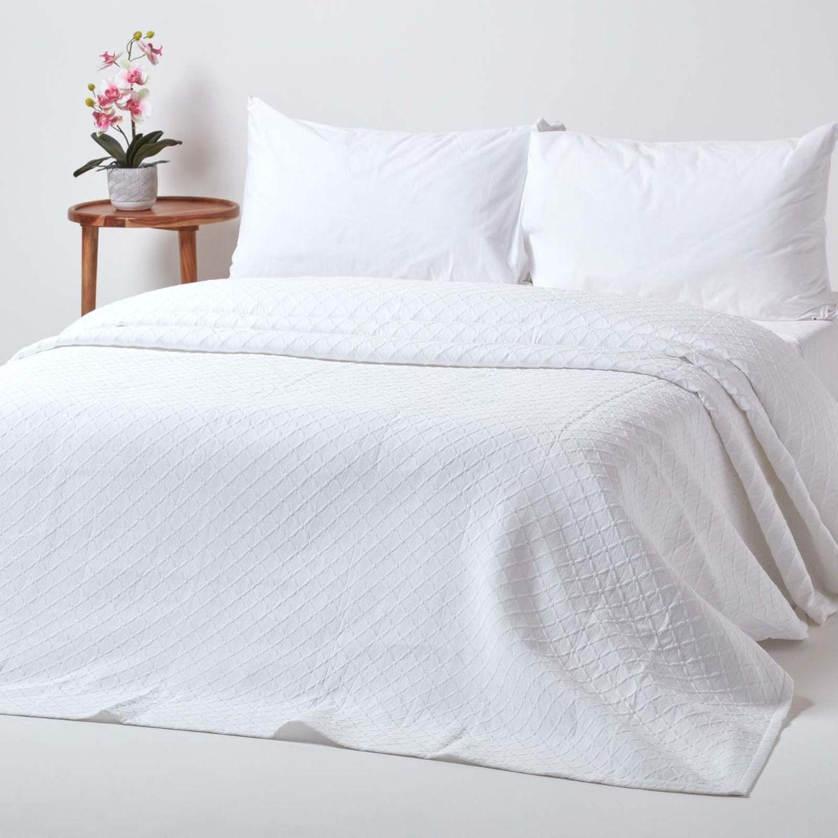 TAGESDECKE Matelassé 230/260 cm, Rautenmuster - Weiß, Textil (230/260cm) - Homescapes