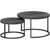COUCHTISCH rund 2er Set Stapelbarer Beistelltisch mit Metallrahmen, Schwarz - Dunkelgrau, Metall (78.5/78.5/46.5cm) - HOMCOM