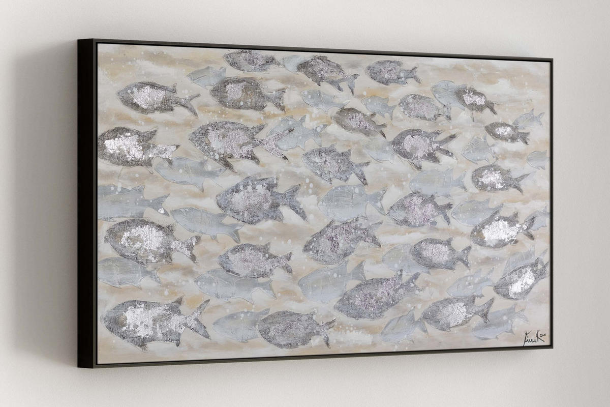ACRYLBILD HANDGEMALT 120/60 cm - Beige/Grau, Holz/Textil (120/60cm) - KUNSTLOFT