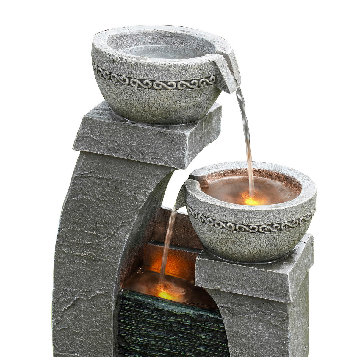 SOLAR-GARTENBRUNNEN 76.2 cm - Grau, Kunststoff (34/22.9/76.2cm) - Teamson Home