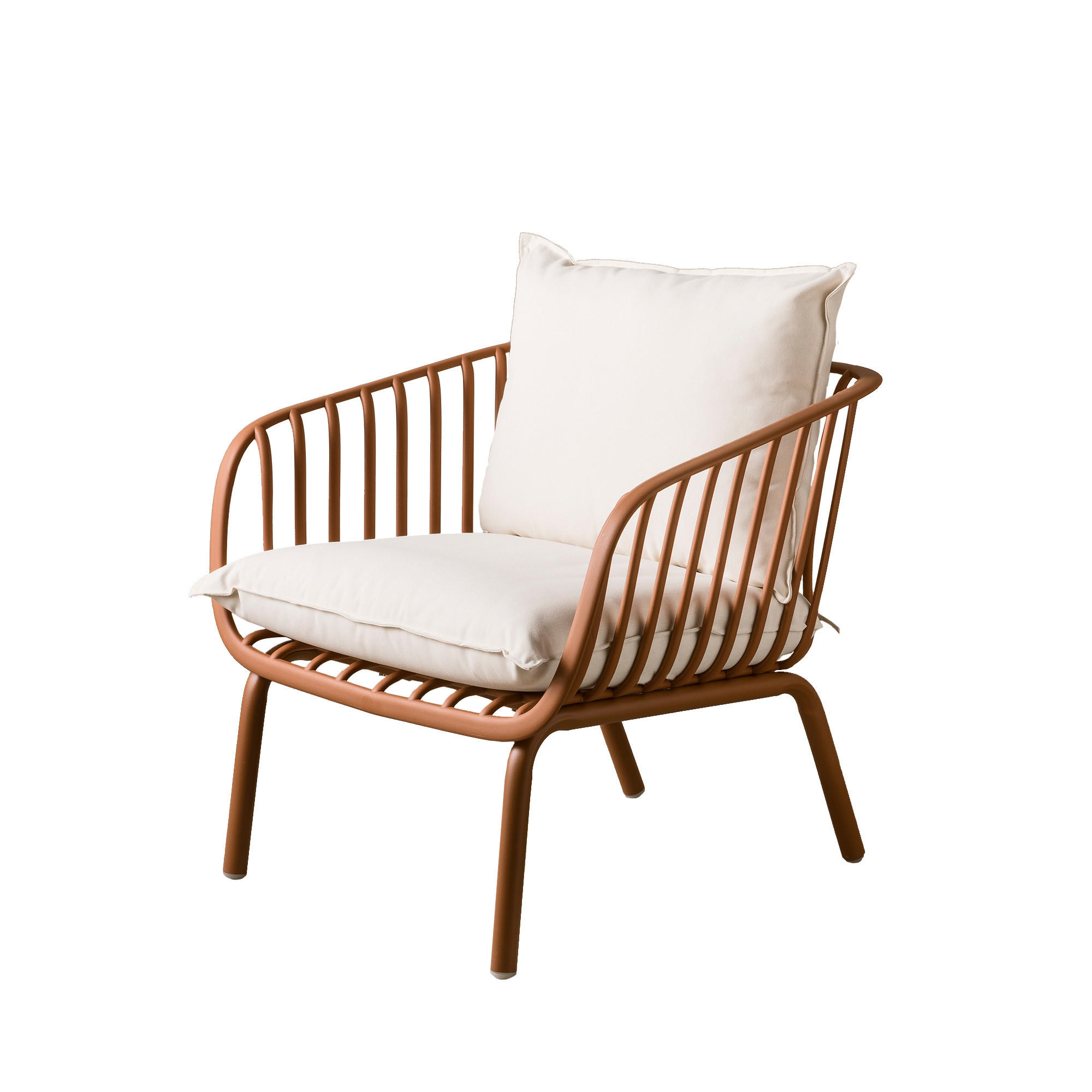 LOUNGESESSEL Madeira Terrakotta 78.5 cm x 80 cm - Terracotta, Metall (78/80/71cm) - Kenay Home