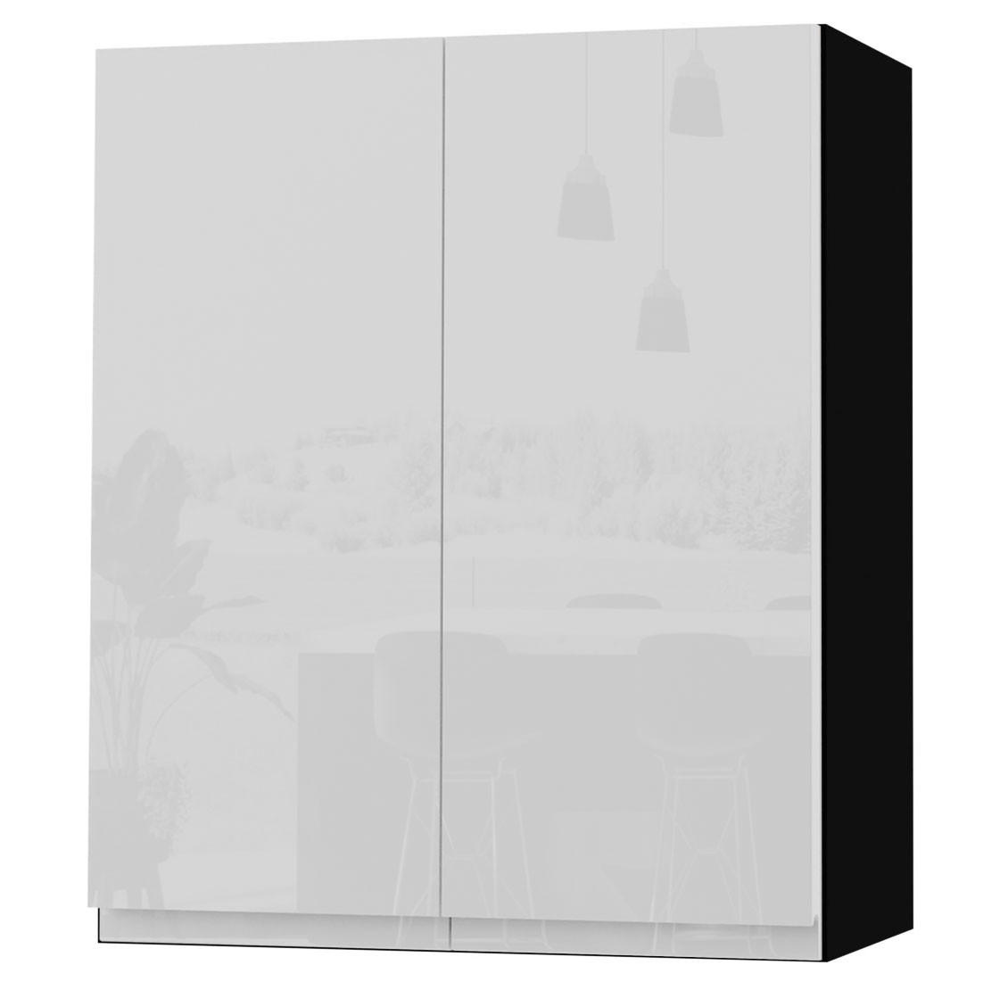 HÄNGESCHRANK Florence W3/60 Schwarz / RAL 9003 signalweiß HG 60 / 32,5 / 72cm - Weiß Hochglanz/Schwarz, Holz/Holzwerkstoff (60/72/32.5cm) - Feldmann-Wohnen
