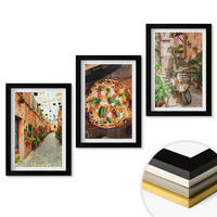 WANDBILDER 3er-Set - 20x30 cm Schwarzer Rahmen - Charmante Straßen mit Pizza - Schwarz, Kunststoff (20/30cm) - ArtPrintCave