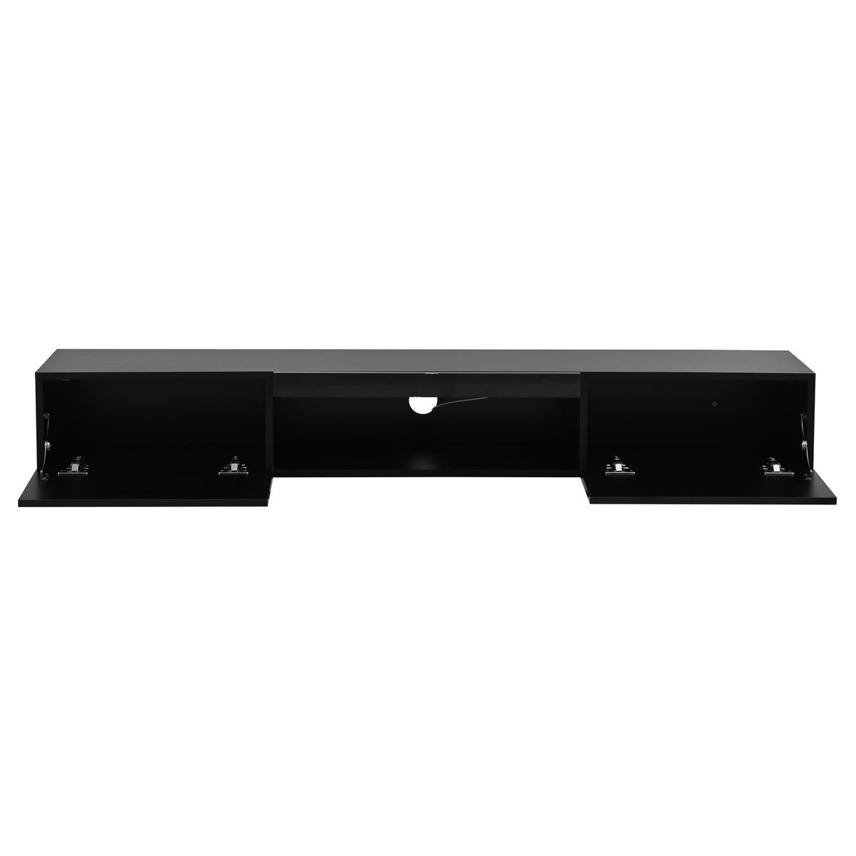 TV-SCHRANK 160cm LED Hängeschrank Wandmontiert Schwarz Lowboard - Schwarz, Holzwerkstoff (160/22/31cm) - FLIEKS