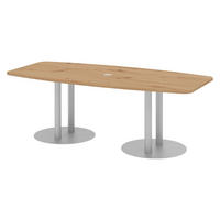 KONFERENZTISCH klein KT22 103/220/74 cm in Wildeiche/Säule in Silberfarben - Wildeiche/Silberfarben, Holzwerkstoff (103/220/74cm) - bümö