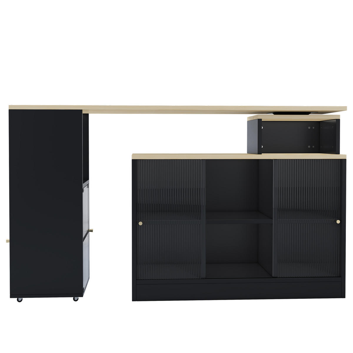 BARTISCH 155/100/90 cm schwarz ausziehbar mit Stauraum und Drehfunktion - Schwarz, Holzwerkstoff (100/90/155cm) - OKWISH