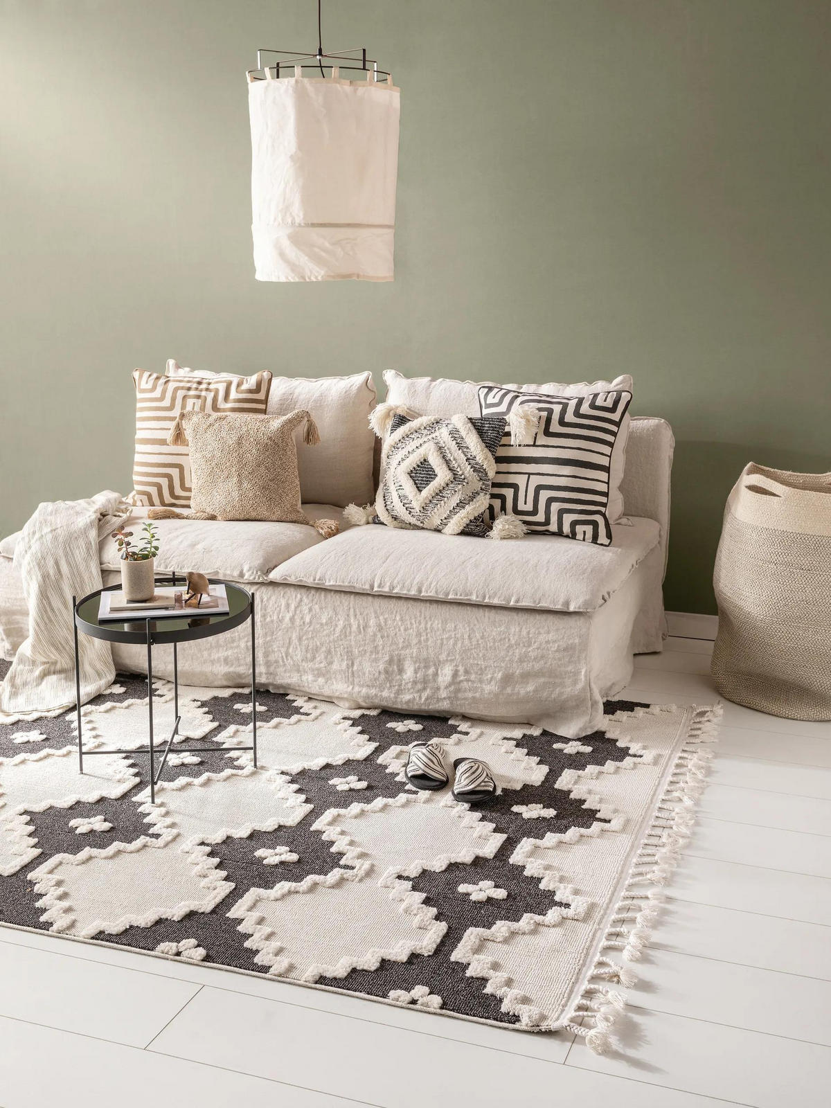 TEPPICH Oyo Cream/Anthrazit 160x230 cm - Creme, Textil (160/230cm) - benuta Pop