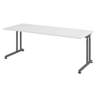 SCHREIBTISCH Serie-Z 80/200/74 cm in Weiß/Graphitfarben - Graphitfarben/Weiß, Holzwerkstoff (80/200/74cm) - bümö