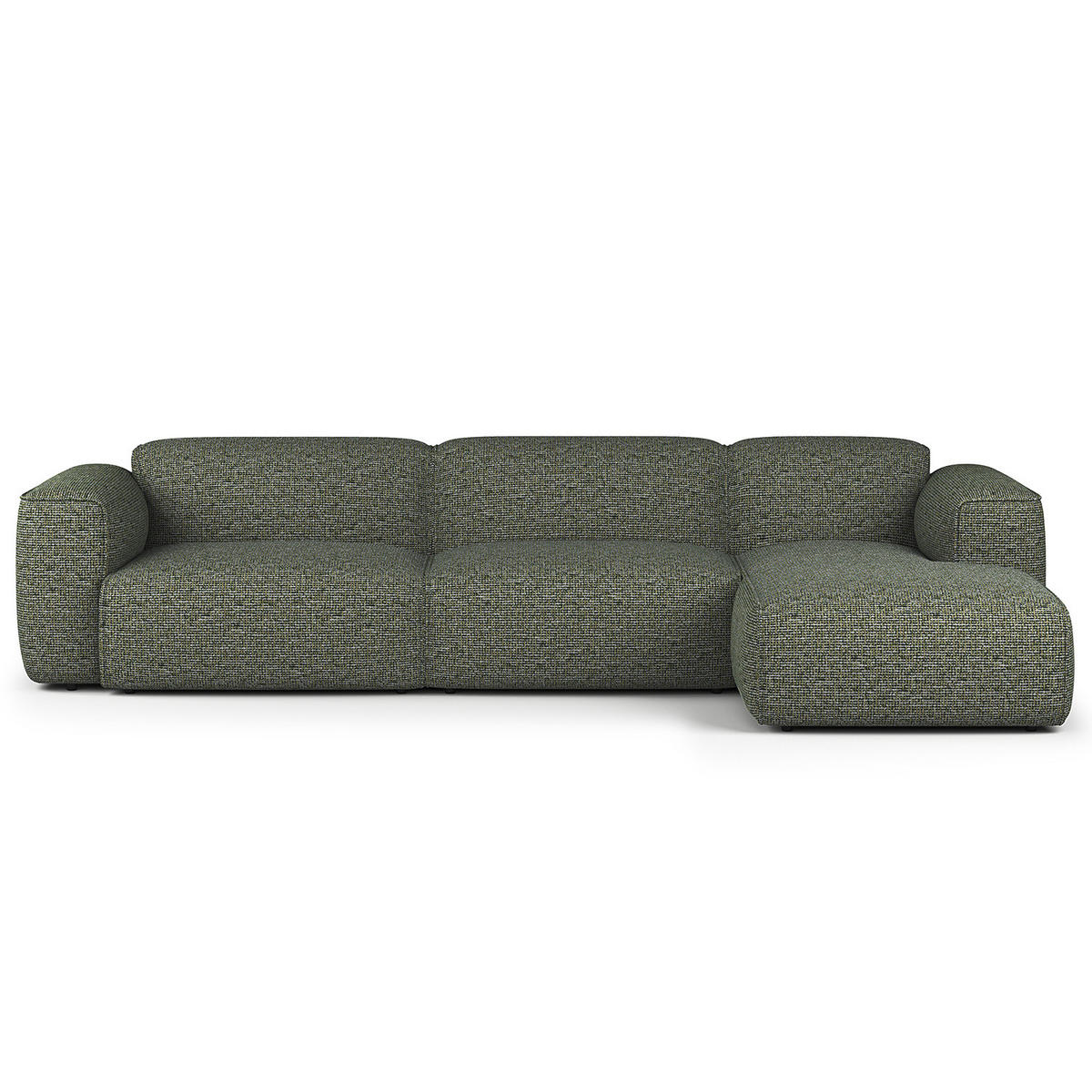 3-SITZER ECKSOFA mit Longchair - Schwarz/Grün, Kunststoff/Textil (317/173cm) - home24