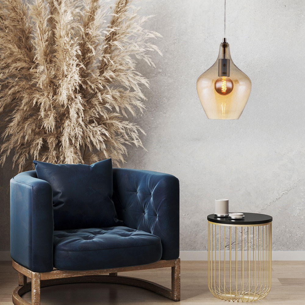 LED HÄNGELEUCHTE Metall Orange - Orange, Glas (22/22/150cm) - Nowa