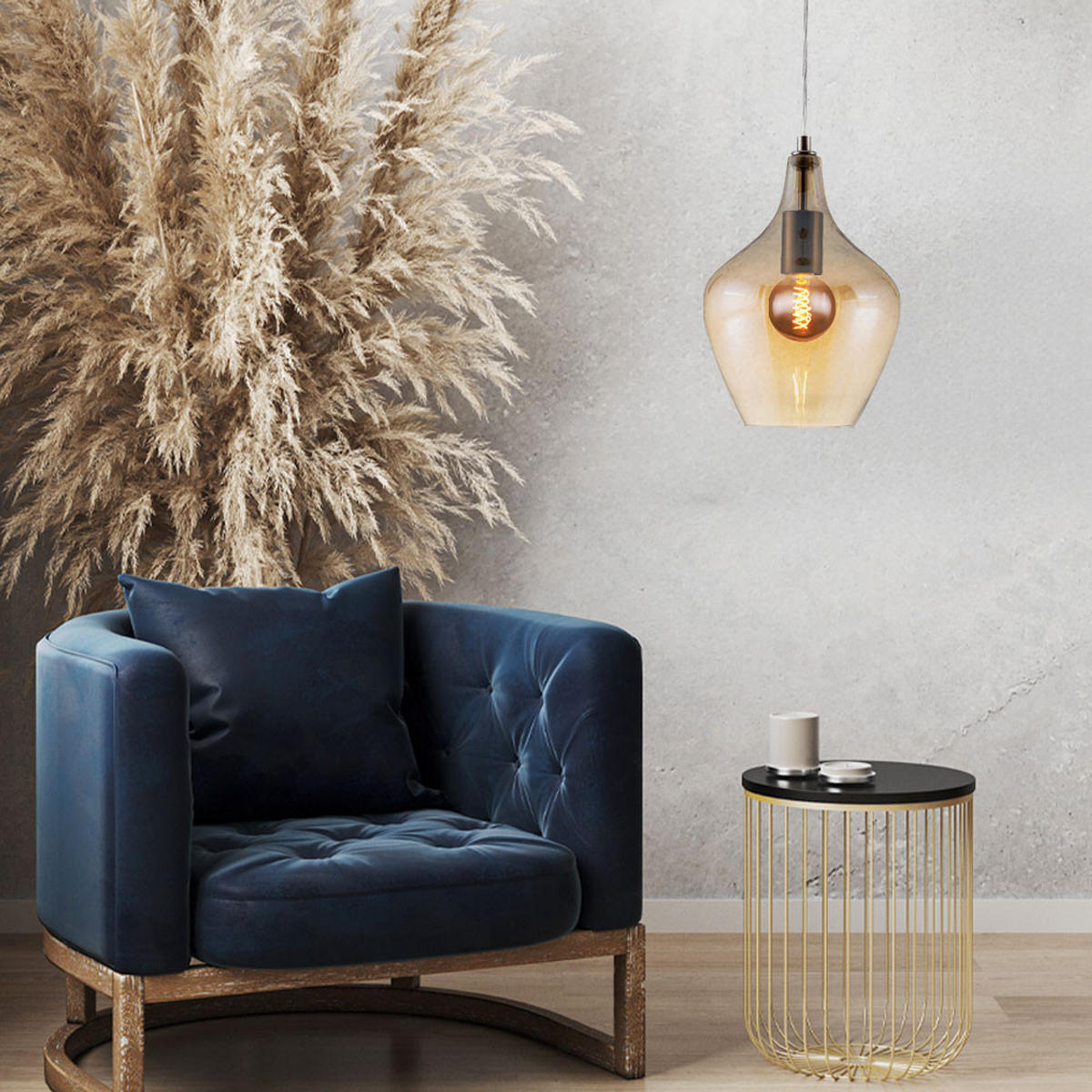 LED HÄNGELEUCHTE Metall Orange - Orange, Glas (22/22/150cm) - Nowa