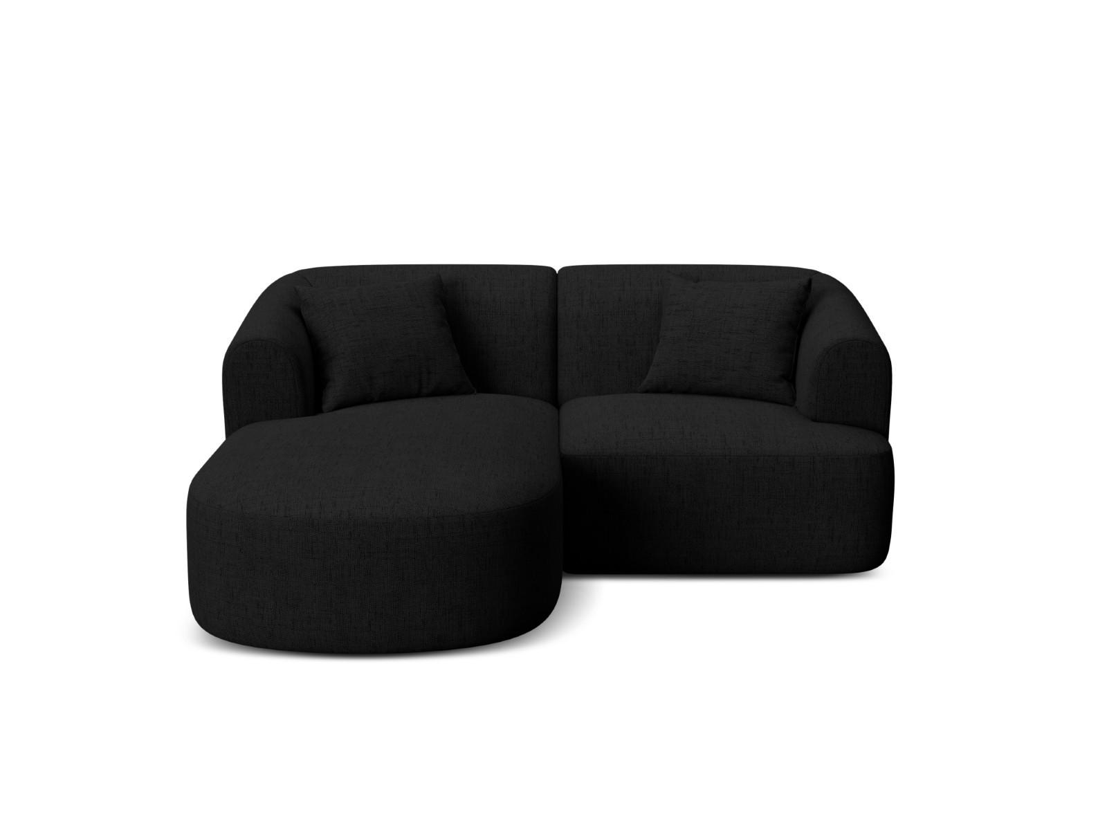 MODULARES-ECKSOFA links Campi aus strukturiertem Stoff schwarz 3 Sitzplätze - Schwarz, Textil (156/180cm) - Cosmopolitan Design