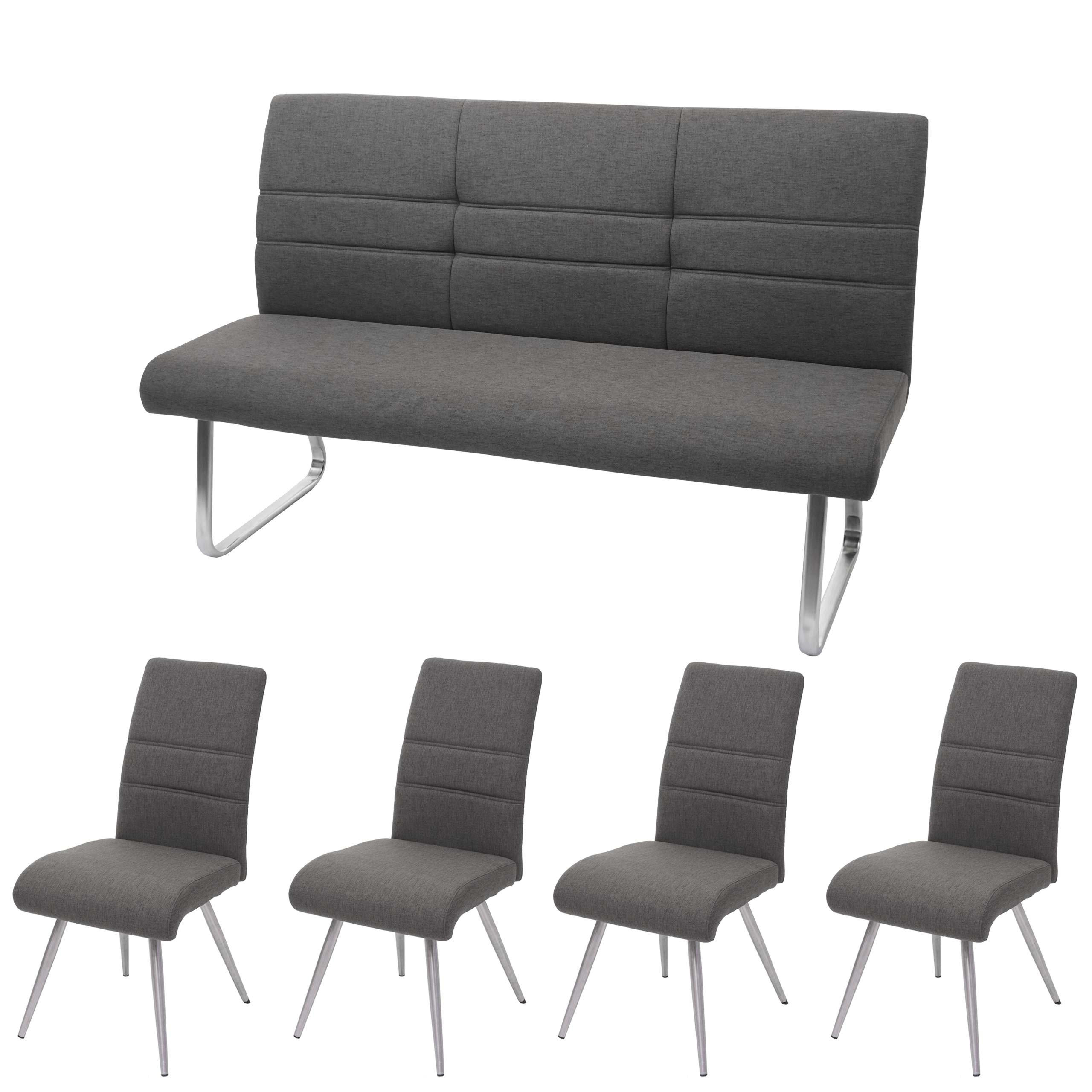 ESSZIMMER-SET Grau 4er-Set - Grau, Textil (160/99/68cm) - MCW