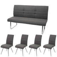 ESSZIMMER-SET Grau 4er-Set - Grau, Textil (160/99/68cm) - MCW