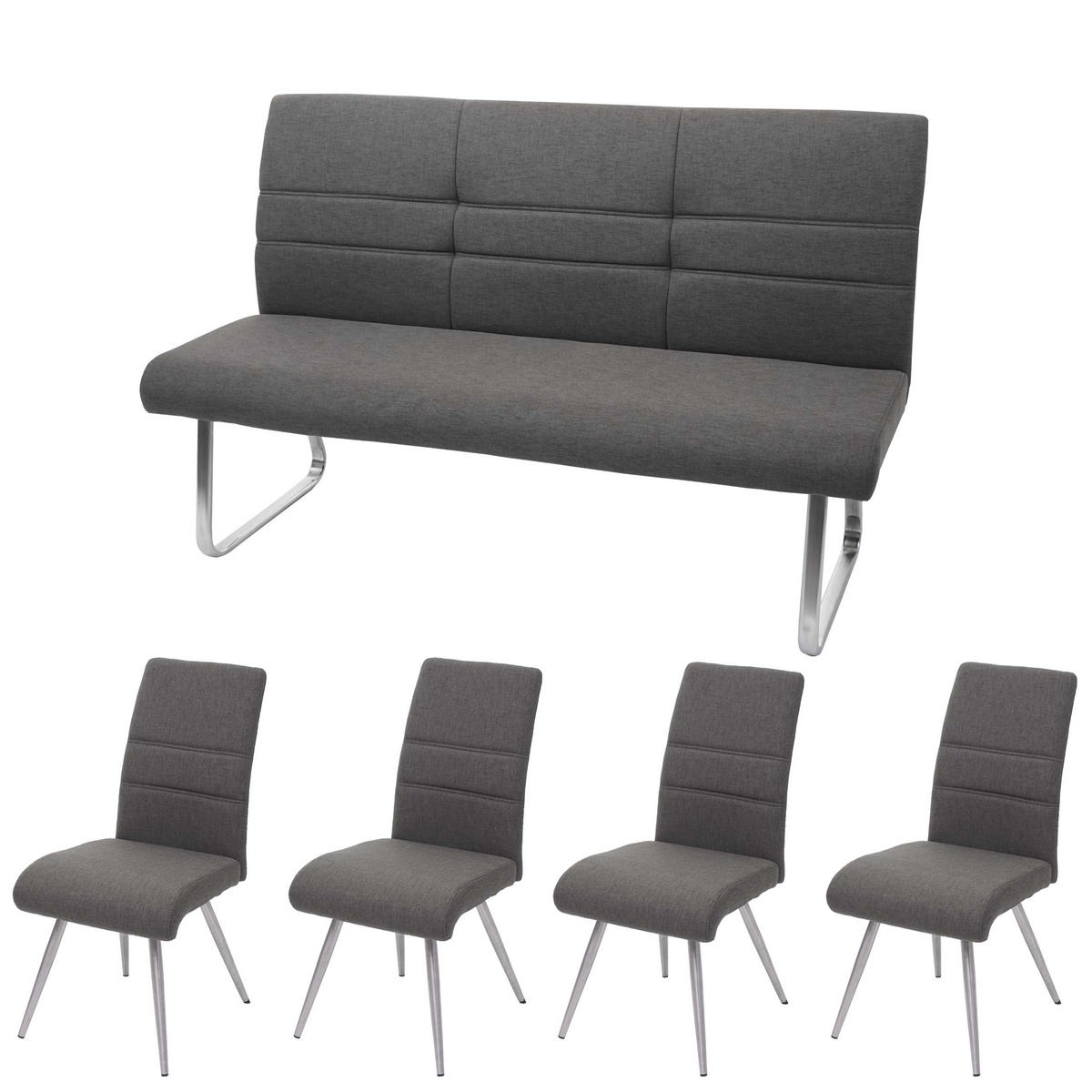 ESSZIMMER-SET Grau 4er-Set - Grau, Textil (160/99/68cm) - MCW
