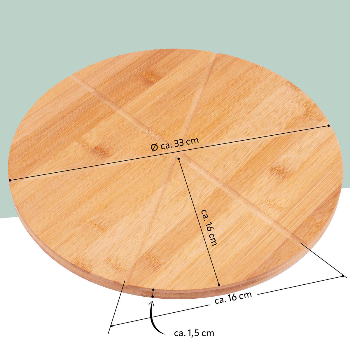 PIZZASERVIER 3er-Set, Edelstahl und Bambus - Braun, Holz (33/33cm) - bremermann