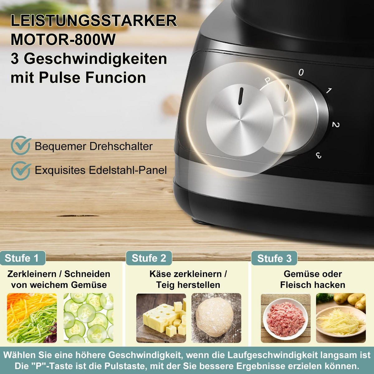 KÜCHENMASCHINE Schwarz mit Knetfunktion, Rührfunktion, Mixfunktion - Schwarz, Kunststoff (26/39.5/28.3cm) - Korfee