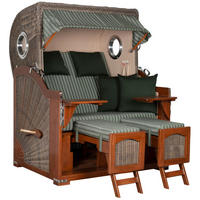 STRANDKORB 2-Sitzer Düne Mahagoni 504 - Braun/Grün, Holz (125/170/80cm) - Mr. Deko