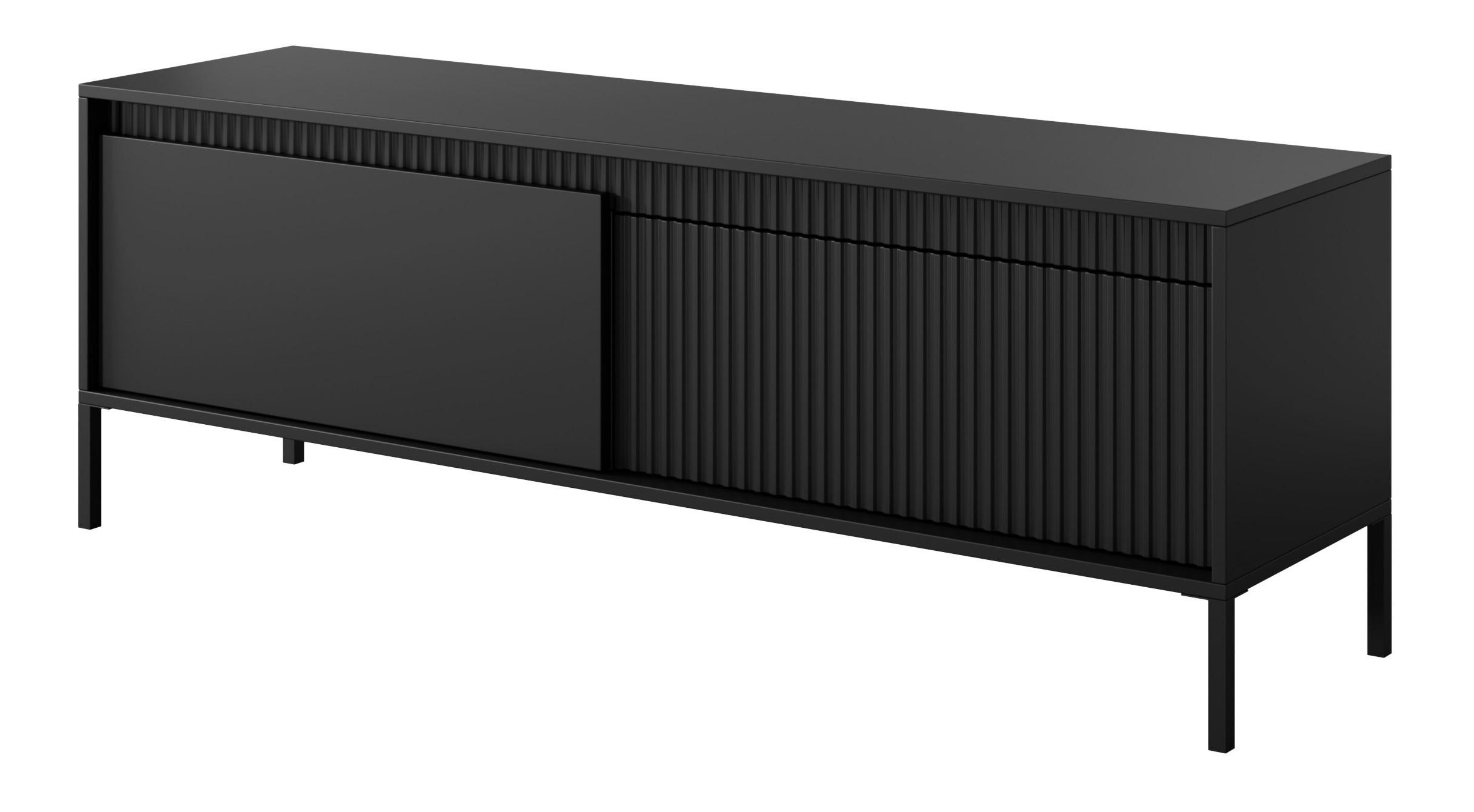 TV-SCHRANK Schwarz 154 cm Santori auf Beine, 2 Türen - Schwarz, Holz (154/53/40cm) - Emporius