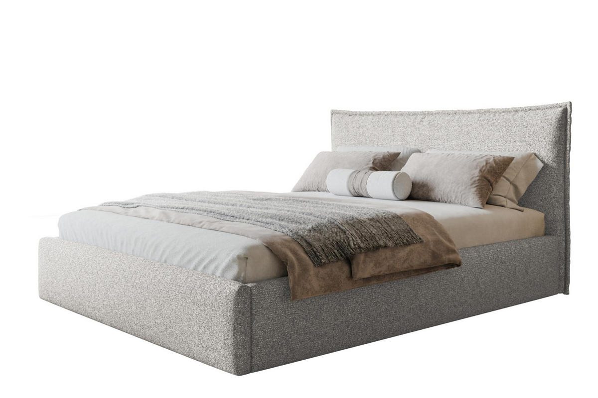BETT 140x200 - Polsterbett mit Bettkasten und Holzrahmen - Modern Betten - Eleganter Puente-Stoff - Kollektion Rimini - Grau - Grau, Holz/Textil (140/200cm) - Alpi-Möbel