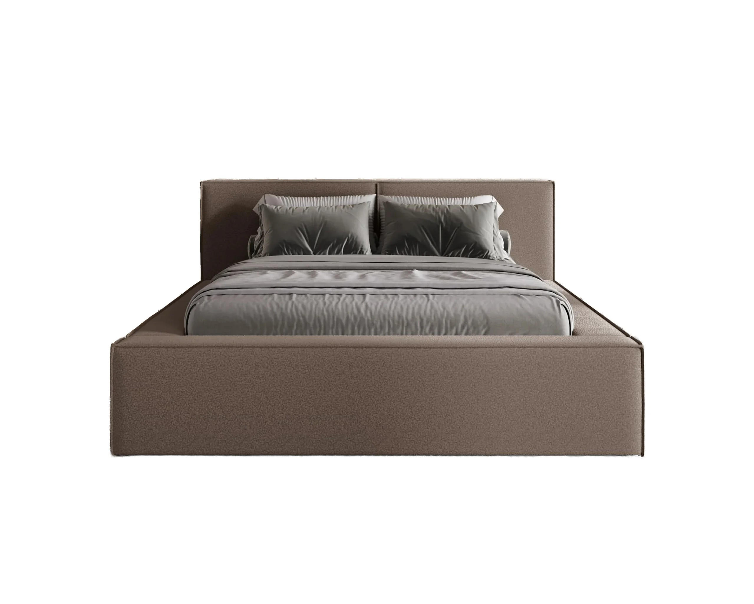 POLSTERBETT Lugano 200x200 cm mit Bettkasten und elegantem Kopfteil - Bouclé Braun - Braun, Holz/Textil (200/200cm) - Chilly