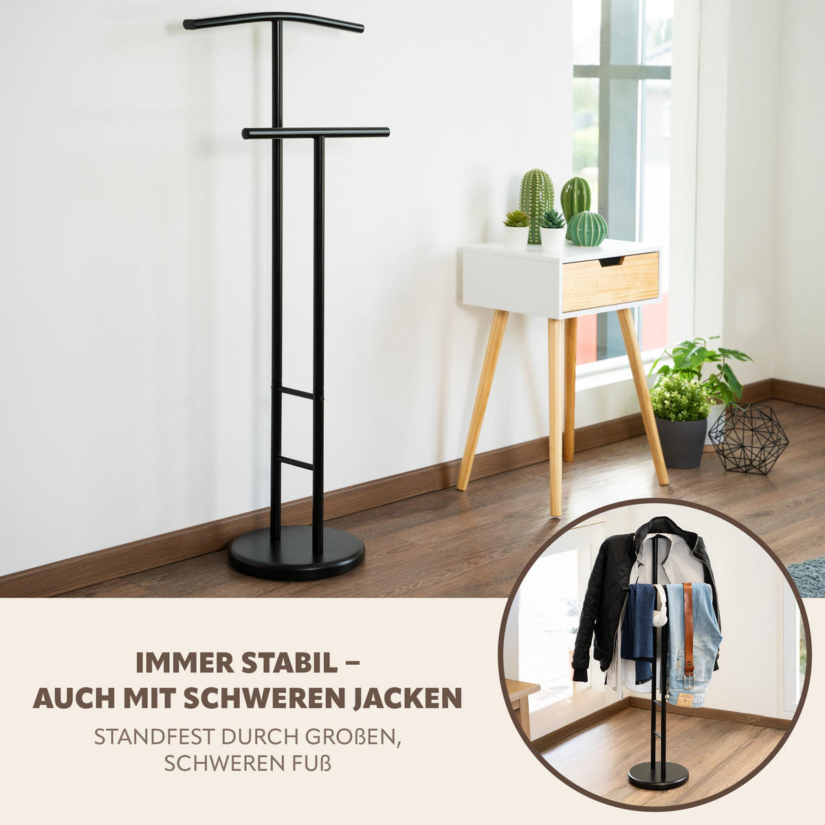 KLEIDERBUTLER, schwarz, Metall - Schwarz, Metall (28.5/114.5/46cm) - bremermann