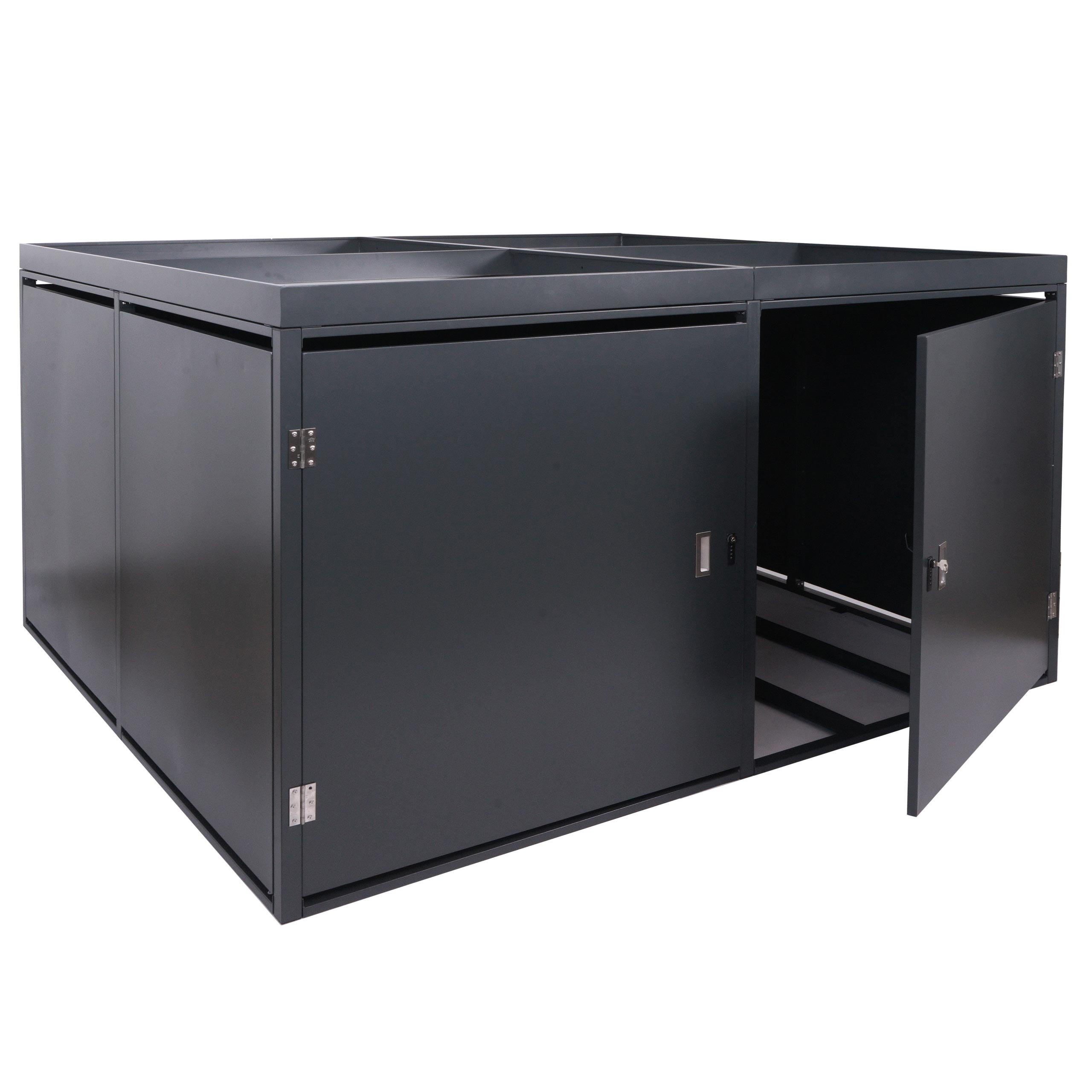 4ER-FAHRRADGARAGE PFLANZKASTEN L56B Anthrazit - Anthrazit, Metall (220/126/210cm) - MCW