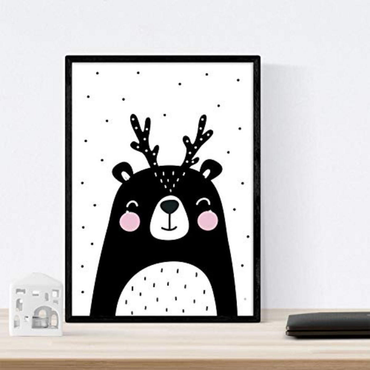 POSTER Set mit 4 Eisbär, Kaninchen, Hypopotamus und Ananas Tieren A4 Rahmenlos - Klar, Papier (29.7/3cm) - Nacnic