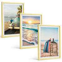 BILDER SET 3er Set - 40x60 cm Goldrahmen - Sonnenuntergangsurlaub in Miami - Goldfarben, Kunststoff (40/60cm) - TULUP