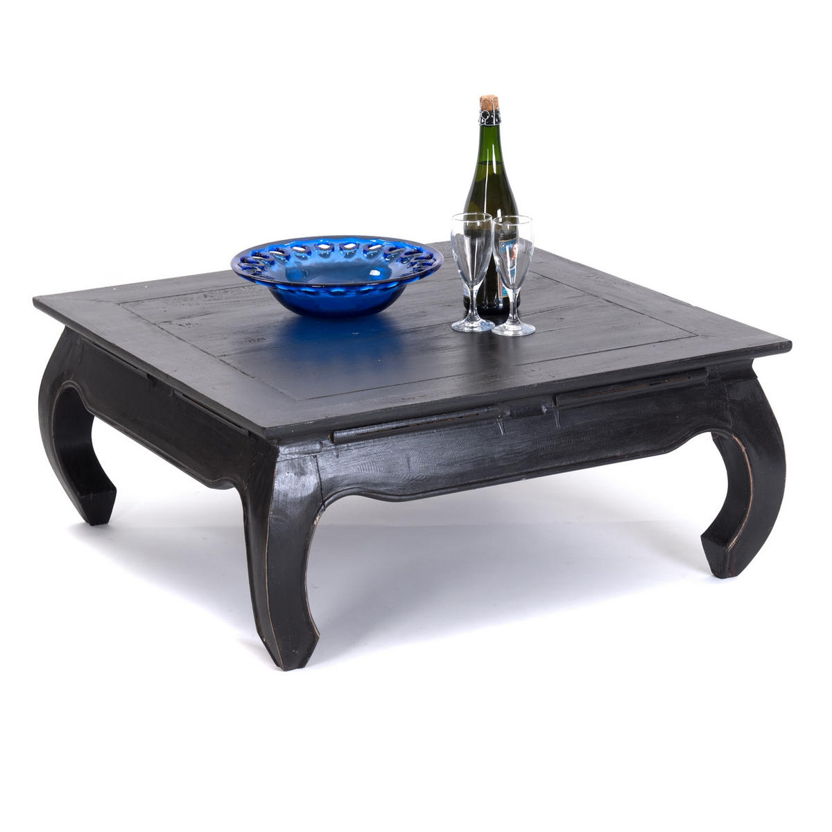 OPIUMTISCH EAST 80 Mahagoni Massivholz 09 voodoo - schwarz - Schwarz, Holz (80/80/36cm) - DESIGN DELIGHTS