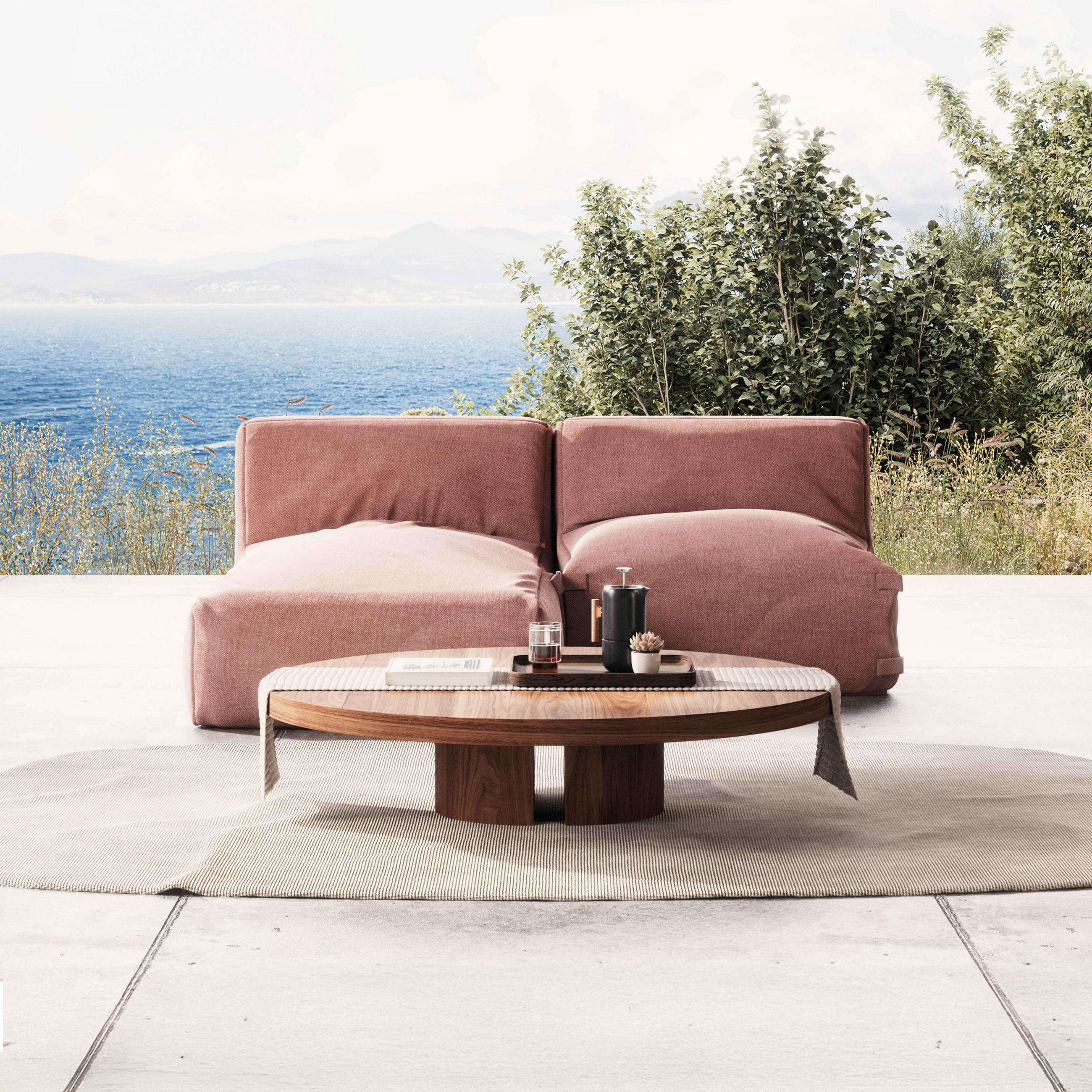GARTENSOFA mit 2 Sitzplätzen, Terrakotta - Braun, Textil - Oviala