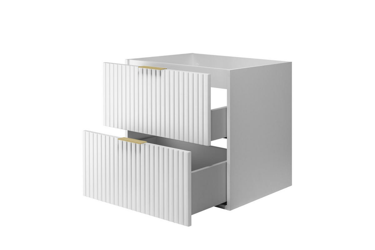 WASCHBECKUNTERSCHRANK, Weiß, 60 x 57 x 46 cm, Griff Gold, ohne Arbeitsplatte - Goldfarben/Weiß, Holzwerkstoff (60/57/46cm) - 3XE LIVING